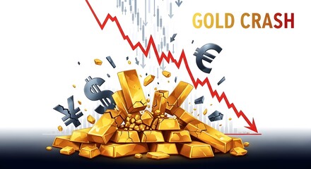 Gold crash concept illustration symbolizing financial market downturn risk