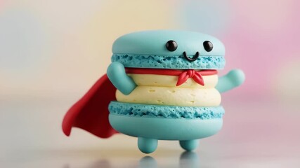 Adorable super macaron on pastel background - Powered by Adobe