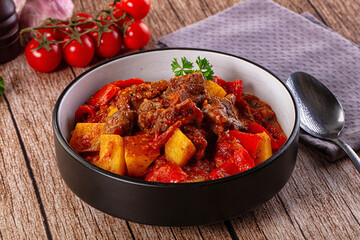 Stew Hungarian goulash with beef and vegetables