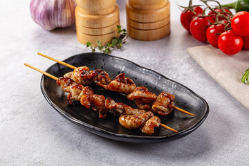 Yakitori - grilled chicken skin skewer