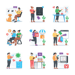 Well designed healthcare and medical flat style illustrations in trendy design style