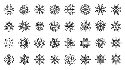 Set of Detailed Snowflake Designs A Collection of Winter Holiday Decorations