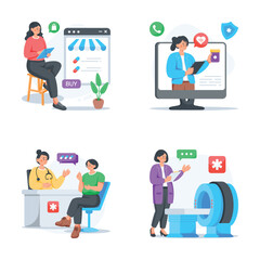 Creatively designed medical and healthcare flat style illustrations