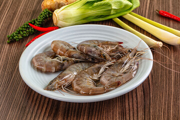 Raw wild prawns heap for cooking