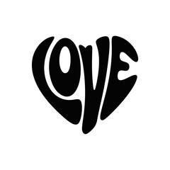 Love Heart Typography Vector Illustration