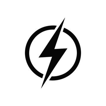Electric Power Lightning Bolt Icon in Circle