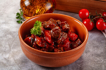 Roasted beef meat with vegetables