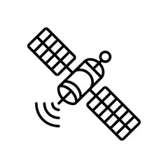 Satellite communication technology simple line vector icon