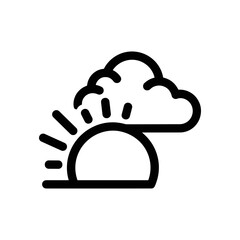 Sunrise cloud weather forecast simple line icon vector graphic