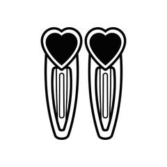 Heart Shaped Hair Clips Icon Vector Illustration 