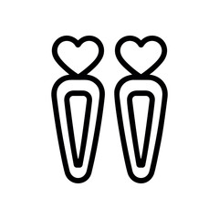 Heart shaped hair clips barrettes simple vector line art icon