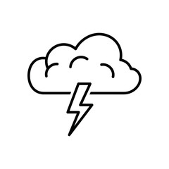 Thunderstorm line vector icon. Simple storm cloud with lightning.
