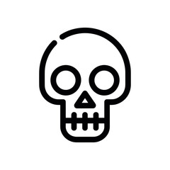 Simple black skull head line icon vector death symbol 