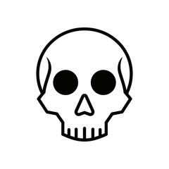 Human skull line icon vector symbol of death or danger 