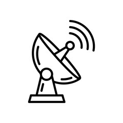 Satellite Dish Icon. Communication Antenna Line Art Illustration