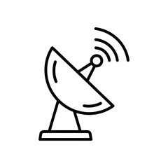 Satellite dish communication signal line icon vector illustration