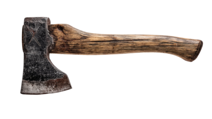 sharp axe with wooden handle metal blade tool for chopping wood forestry equipment steel edge isolated on white background