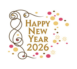 Elegant Happy New Year 2026 Typography with Decorative