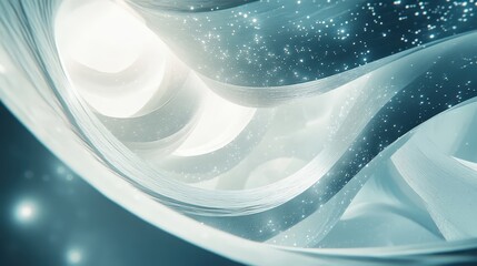 Abstract smooth wave with a light touch, creating a soft and tranquil atmosphere in blue and white shades.
