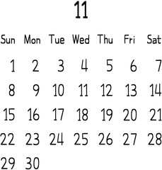 Obraz premium 2026 Monthly Calendar Template (Black)-October 