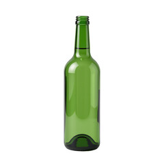 Empty Green Glass Bottle Isolated on White Background for Display