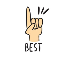 Best lettering with thumbs up, hand drawn doodle