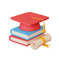 Education 3D Icon Set – Graduation Cap, Diploma, Books, University
