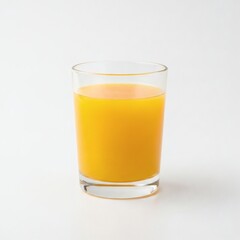 Fototapeta premium Freshly squeezed natural orange juice in a clear glass, a healthy citrus beverage rich in vitamin C, isolated on a white background