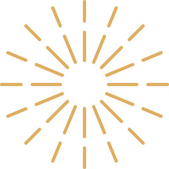 Golden Sunburst Rays Emanating from Center with Transparent Background Decorative Element