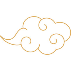 Golden Swirling Cloud Outline on Transparent Background