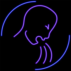 vomit neon sign, modern glowing banner design, colorful modern design trend on black background. Vector illustration.