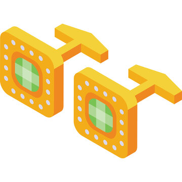 yellow cufflinks with green center clip art preview