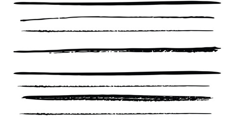 Obraz premium Set of wavy horizontal lines. Marker hand-drawn line border pattern