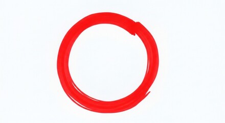 Vibrant red circle drawn with marker on clean white background ready for creative design projects or highlighting important information with a bold visual element