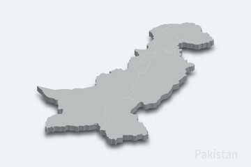 Obraz premium Pakistan 3d map with borders regions