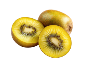 Golden kiwi slices, vibrant yellow-gold