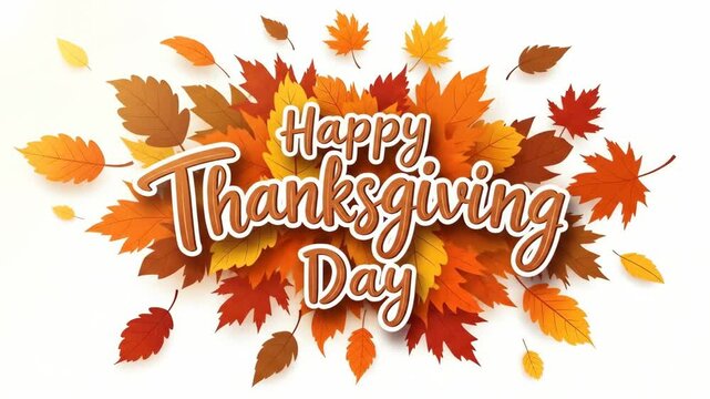 Happy thanksgiving day falling autumn leaves