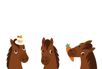 午年、かわいい馬のイラスト素材