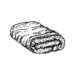 Sketch illustration of a towel. Towels, bath, hotel. Outline drawing in engraving style. Hand-drawn vector line art clipart, isolated