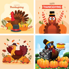 Thanksgiving Turkey Illustration Set
