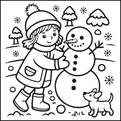Cozy girl season black and white coloring pages with Christmas, fall, autumn, and winter elements for adults and teens.