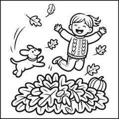 Cozy girl season black and white coloring pages with Christmas, fall, autumn, and winter elements for adults and teens.