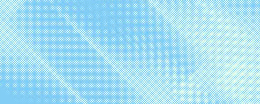 Star shaped trendy halftone pattern smooth curved line ultra wide 32:9 aspect ratio light blue vector abstract background. presentation, poster, website
