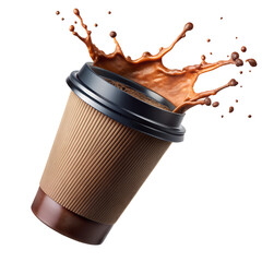 Chocolate Coffee Cup Splash Dynamic Motion Beverage Liquid Explosion drink isolated on a transparent background