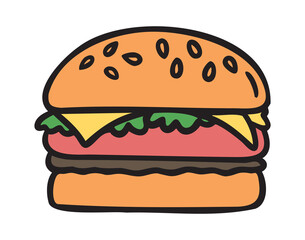 Burger icon, hand drawn doodle