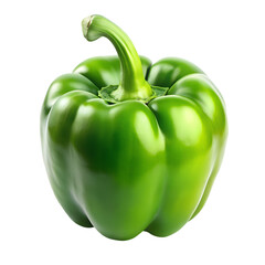 Single Green Bell Pepper Vegetable Isolated on Black Background fresh isolated on a transparent background