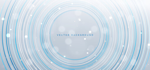 Abstract blue and white circular rotate lines technology background. Futuristic modern tech.