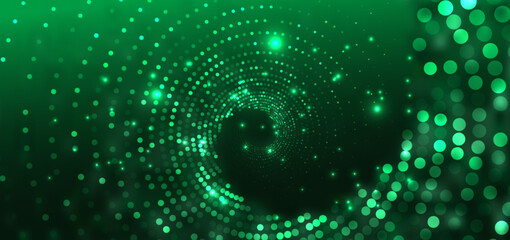 Technology futuristic dot green glowing background. Big data communication concept.