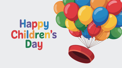 Happy Children’s Day Colorful Balloons Celebration Illustration