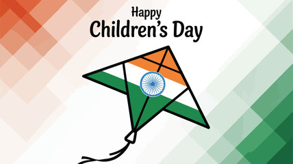 Happy Children's Day India Kite Flag Celebration Illustration